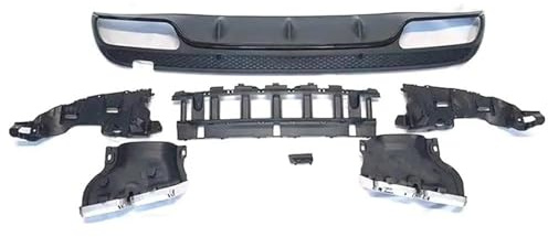 Endrohrblende Für Benz C-Klasse W205 C200 C220 Limousine Umbau Auf C63 Für AMG 2015-2018 Look Sport PP Heckstoßstangenlippendiffusor Mit Auspuffblenden Auto Auspuff Endrohr(Black Trims)