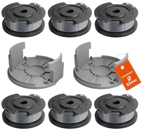 Lebenswuerze Ersatzfadenspule Für Bosch Rasentrimmer Akku EasyGrassCut 23/26/18/18-230/18-260/18-26, 6PCS Fadenspulen F016800569 2PCS Trimmerkappen F016F05320 (Nylon-Trimmerfaden Ø1.65mm Länge 4.9m)
