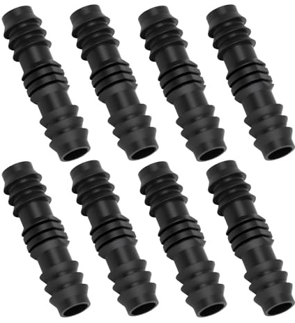 8PCS 1/2 Inch (16mm) Garden Barbed Connectors,Heavy Duty Drip Irrigation Hose Connectors Fitting Plastic Soaker Hose Pipe Straight Joiners for Agricultural and Garden Irrigation Systems Black