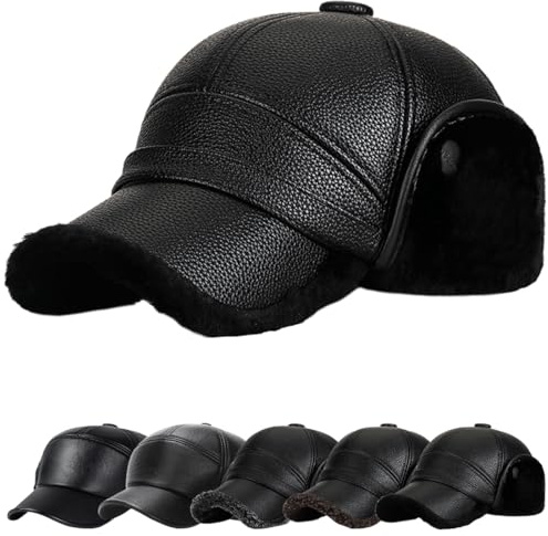 YKDLLF Winter Baseball cap with Ear Flap Cappello Baseball Invernali Cappellino in Ecopelle con Paraorecchie Berretto da Baseball con Visiera in Tweed di Ecopelle Calda Invernale