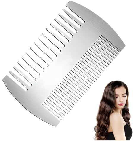 JUGUTA Pettine Per Capelli E Barba, In Metallo, Formato Carta Di Credito, Perfetto Per Portafoglio E Tasca, Pettine Da Barba Antistatico A Doppia Azione (Pettine In Acciaio Inossidabile)