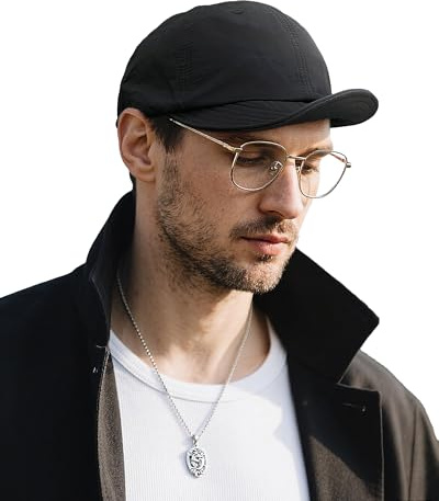 Clakllie Cotton Basecap mit kurzer Krempe für Herren UPF50+ 6 Panel Schildmütze Leichte Sport Running Cap Unstructured Outdoor Cap