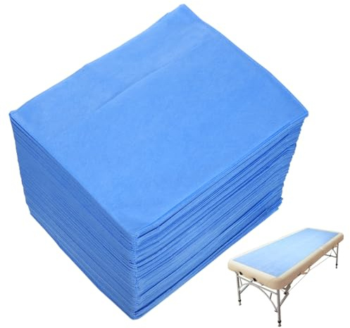 VILLFUL 100 Pezzi Coprimaterasso per Massaggi in Non Blu Salone Spa Protettore per Lettini Massaggi Morbido e Traspirante Facile Smaltimento per Centri Estetici