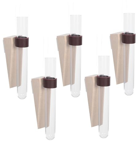 BESTonZON 5pcs Wall Mounted Hydroponic Test Tube Vases Plastic Plant Propagation Containers Space-saving Decor for Weddings Home Office Indoor Air Quality Enhancement