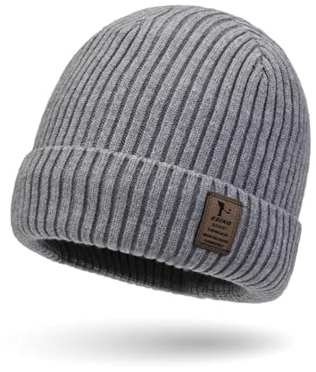 SEFIRST Knit Beanie Cappello, Uomo Berretto Cappellino Lana Merino, Berretto in Maglia Termica, ﻿Cappello Uomo Invernale, Berretto Donna in Maglia Cuffia Beanie Unisex Inverno Running, Grigio