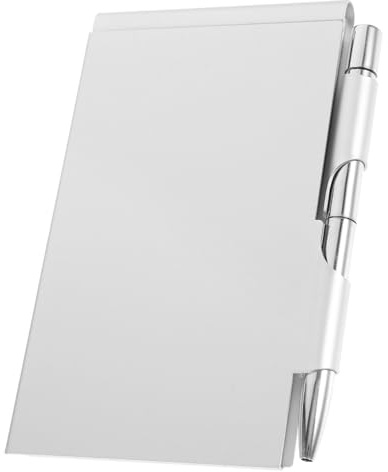 Baluue Kompaktes Mini Notizbuch Aluminium mit Stift Tragbares to do Listen Notizpad Robustes Metallgehäuse Einfach Abreißbar Vielseitig für Büro Schule und Zuhause Silberfarben