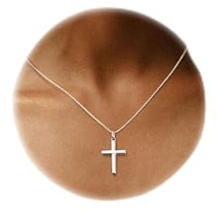 Halskette Damen Gold/Silber Anhänger Halskette Klein und Zart Gold/Silber Vergoldet 14K Mode Kreuz Anhänger Niedlich Minimalist Geschen-S