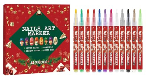 Penne per smalto per unghie – 12 pezzi ad asciugatura rapida | Pennarelli per decorare per manicure, strumenti per doodle di unghie per donne, ragazze, principianti, professionisti, adolescen