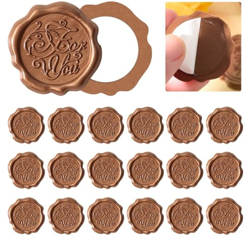 WYAN 20 Piezas Pegatinas de Sellos de Cera Marrón, Sello Lacre Adhesivo, Pegatinas Sello de Cera para Invitaciones de Boda para Sello De Cera, para Invitaciones, Boda, Cumpleaños(30mm)