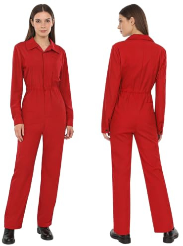 Freebily Damen Arbeitsoverall Blaumann Overall Arbeits Jumpsuit Mit Knöpfen Coverall Werkstatt Mechaniker Arbeitskleidung