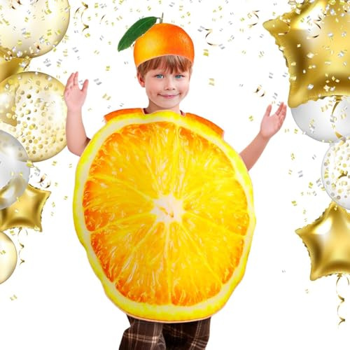 Orange Costume | Halloween Cosplay Accessories - Men Fruit Costume with Orange Hat,for Boys Girls Women Men Holiday Events Carnival Party Masquerade