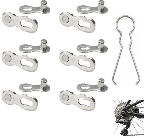 Gefaps Maillons de Chaîne de Vélo 9 Vitesses, Lot de 6 Paires de Maillons Rapides, Attache Rapide Chaîne Vélo en Acier Traité Thermiquement, Kit de Réparation pour Vélo Route, Trekking et VTT