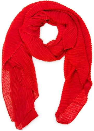 styleBREAKER Sciarpa da donna con superficie leggermente plissettata, leggera e versatile, elegante foulard con pieghe fluide, morbido e confortevole, 96x192 cm, colore:Rosso
