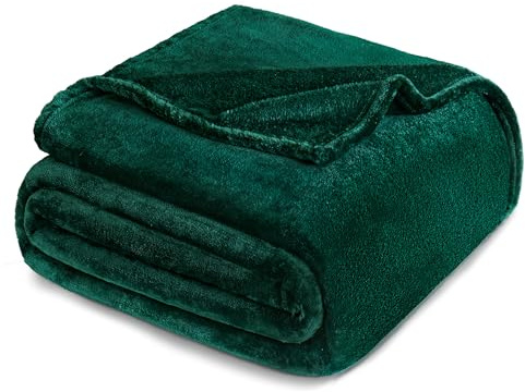 Exclusivo Mezcla Kuscheldecke Fleecedecke 220 x 240 cm Decke Tagesdecke | für Bett und Couch, Superweich, Warm, Wohndecke, Bettüberwurf, Ganzjahreszeit, Plüsch, Leicht, Dunkelgrün