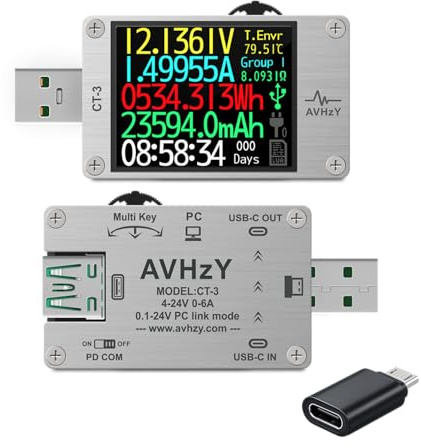 AVHzY USB Power Meter USB 3.1 Tester Digital Multimeter Current Tester Voltage Detector Lua Interpreter Integrated DC 26V 6A PD 2.0/3.0 QC 2.0/3.0/4.0 pps Trigge