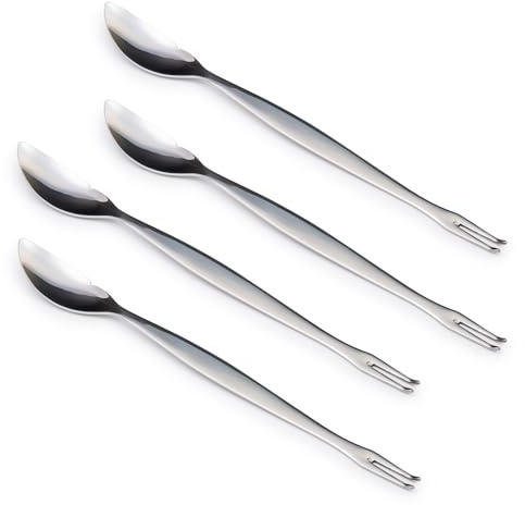 Set Profesional de 4 Tenedores - Cuchara para Marisco de 25 cm IDURGO. Acero Inoxidable Forjado 18/10