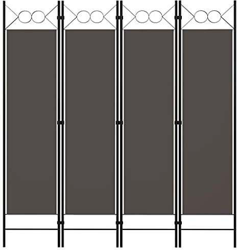vidaXL Biombo Divisor de 4 Paneles de Pie Plegable Separador Habitación Dormitorio Estancia Decoración Partición Privacidad Gris Antracita 160x180 cm