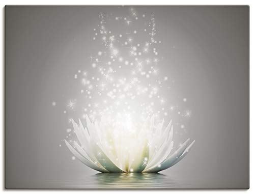 ARTLAND Wanddeko Leinwand Bilder Wandbild 60x45 cm Blumen Lotusblume Blüte Natur Seerose Abstrakt Kunst S7FD