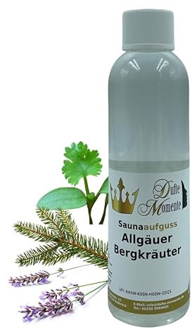 Dufte Momente Saunaaufguss-Konzentrat Allgäuer Bergkräuter – 250 ml – aromatisch & belebend – geprüfte Qualität – konzentriert & ergiebig – vegan & Made in Germany