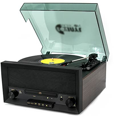 ZXNQ 8-in-1 Bluetooth Record Player Multimedia Center, Vintage gramophone - LP record player - CD disc - USB playback American audio
