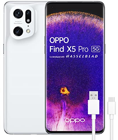 OPPO Find X5 Pro 5G - Smartphone 256GB, 12GB RAM, Dual SIM, Pantalla 6,7”, Cámara 50MP+50MP+13MP, Vídeo 4K Nocturno, Batería 5000mAh, Carga Rápida 80W – Blanco