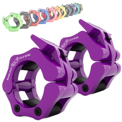 WARM BODY COLD MIND Renforcé Clips Barre Olympique - Stop Disque 50mm - pour Haltérophilie Fitness Gym Accessoires Musculation, Barbell Clamps, Pince barre de Musculation, Colliers D’ Halteres Collars