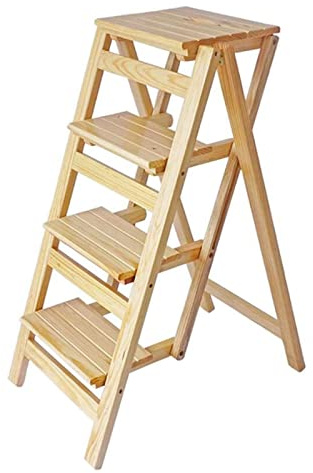 Pealihuy 4 escabeaux en Bois échelles étagère de Rangement Porte-Fleurs Maison escabeau Pliant bibliothèque escalier Chaise Jardin Outil échelle, Hauteur 92 cm, Gain de Place