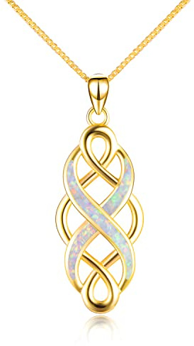YFN Celtic Knot Halskette Erstellt Opal Anhänger Sterling Silber Infinity Love Schmuck
