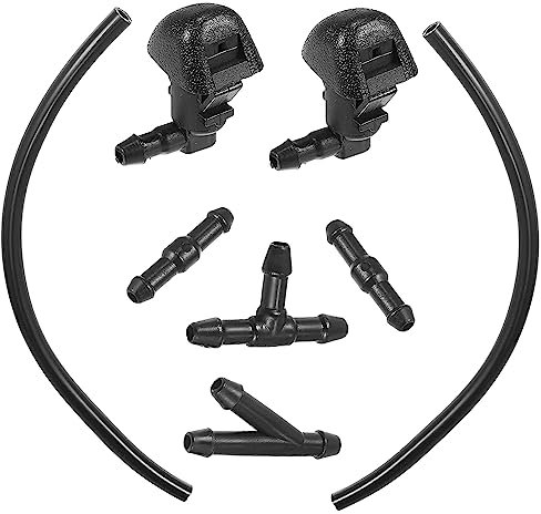 Unifizz 76810-TK8-A01 Scheibenwischer-Sprühdüsen für Scheibenwischer, Sprühdüsen und Flüssigkeitsschlauch mit Anschlüssen, schwarz, 1 Set Scheibenwaschdüsen Kit für Honda Odyssey 2011–2017