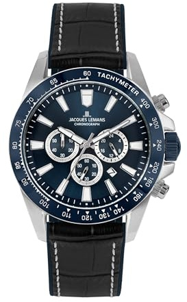JACQUES LEMANS - Chronographen Liverpool - Quartz Uhrwerk - Gehäusedicke: 12.8 mm - Edelstahl - 10 ATM
