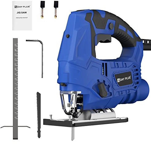 Electric Jigsaw Jig Saw with Laser Wood Metal Plastic Cutting Blades Power Tool, 100mm Wood Cutting, 10mm Steel Cutting, 30mm Plastic Cutting，2M Wire
