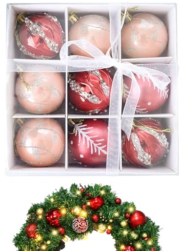 Christbaumkugel-Dekorationen | 6cm 8cm handbemalte Weihnachtskugeln - lose bemalte Weihnachtskugel mit Schnur für Baumdekoration, Hof, Garten, Pool, Hausparty