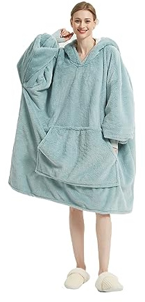 Sedefen Couverture à Capuch Flanelle,Duveteuse Sherpa TV en Peluche,Pyjama Femme Polaire,Couverture avec Manches et Poches,Surdimensionnée Plaid Hiver Chaud Sweat Plaid