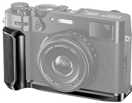 NEEWER X100VI Baseplate for Fujifilm X100VI X100V, Formfitting Retro Camera L Shape Bracket with Handgrip, L Plate Compatible with Arca Type Tripod Head, Black, CA084