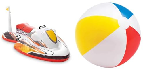 Wave Rider Ride-On & Glossy Panel Ball - Inflatable Water Ball/Beach Ball - Diameter 51 cm