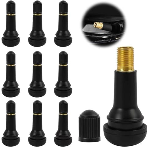 AOEVUIR 10 Pcs TR414 Valvulas para neumaticos Goma para Llantas válvulas Válvula neumáticos Negro Válvulas de Snap-In para neumáticosTapas para válvulas Goma