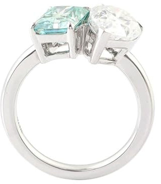 Ayoiow 9K Weißgold Verlobungsringe Frauen Birneschliff Weiß Moissanit Elegant Verlobungsring