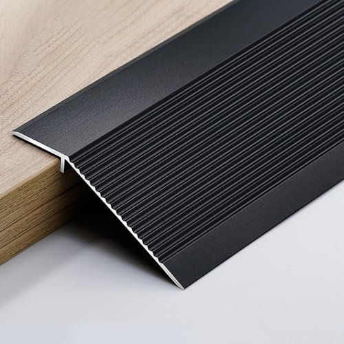 Raouoae Abschlussprofil Holz-zu-Fliesen Übergangsprofil Abdeckleiste Länge: 90cm *3 Boden Übergangsschiene Teppichschiene Schweller Laminat Parkett Übergangsprofil(Schwarz,Breite: 100 mm)