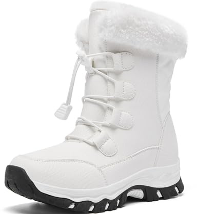 YINGCSM Chaussures d'hiver pour femme - Doublées et chaudes - Bottes de neige antidérapantes - Chaussures de randonnée - Chaussures de trekking pour femme, Blanc., 41 EU