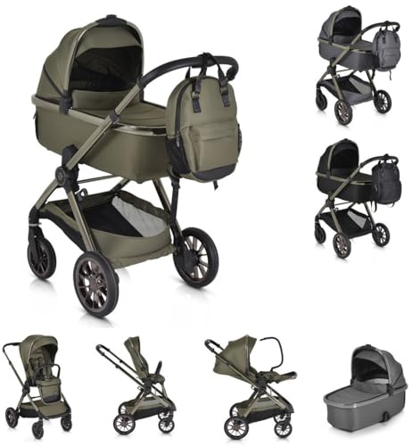 Cangaroo Kinderwagen 2 in1 iClick klappbar, Wickeltasche, Sportsitz, Babywanne grün