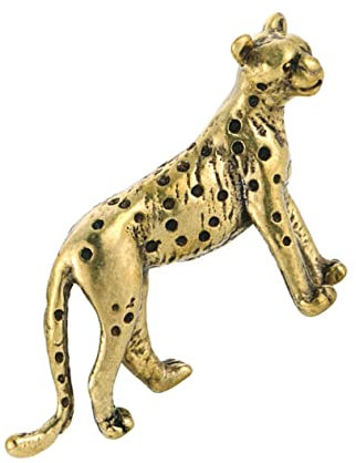Warmhm 2 Stück Messing Geparden Ornamente Statue Vintage Leoparden Desktop Geparden Ornament Handbemalte Tierfigur Skulptur Chinesisches Pädagogisches