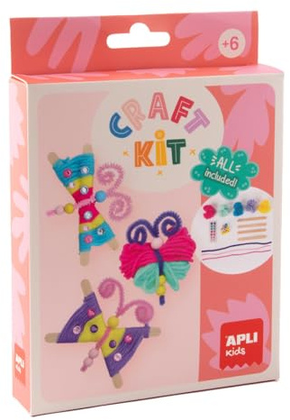 APLI Kids 19938 - Craft Kit de Manualidades para Mariposas de Lana – Materiales Incluidos, Actividad Creativa para Niños +6 Años