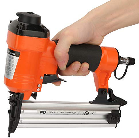 Pneumatic Stapler 18GA Nail Gun Straight Nailer Air Powered Staple Gun With 100pcs Nails 10 to 32mm Length For Woodworking