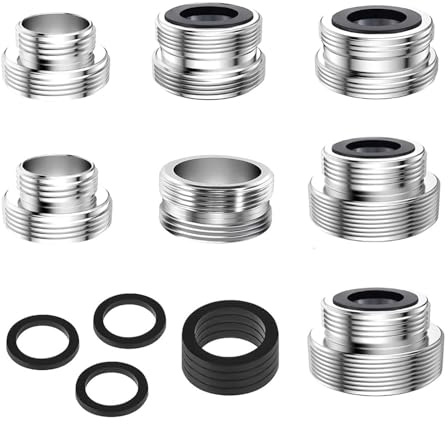 Tap Adapter for Kitchen Sink，7 Pcs Faucet Adapter Kit Hose Tap Connectors Kitchen Sink Tap Filter Faucet Aerator for Connecting Garden Hose Sink Sprayers Water Filters (16-28mm)