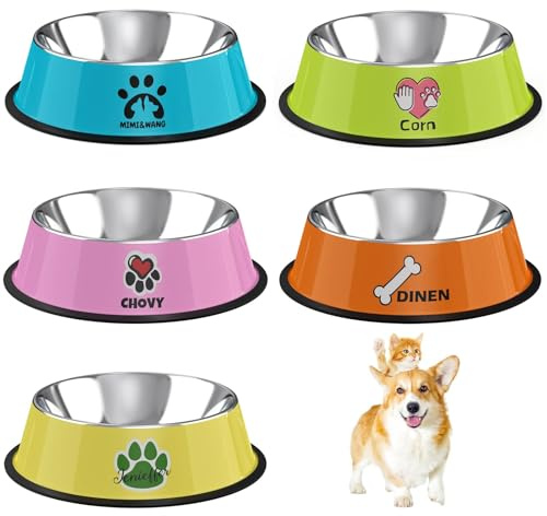 Hundenapf Edelstahl Personalisierter mit Namen, Haustier-Welpen-Katzennapf, Rutschfester, Langlebiger Haustiernapf, Futternapf, Hunde-Wassernapf (Stil 2)