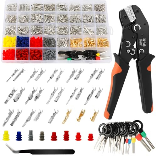 969 Pièces Connecteur Electrique Automobile avec Pince a Sertir | Connecteur Electrique 1/1.5/1.8/2.2/2.3/2.8/3.5mm Mâle et Femelle, Outil de Démontage Pour Voitures, Motos et Bateaux