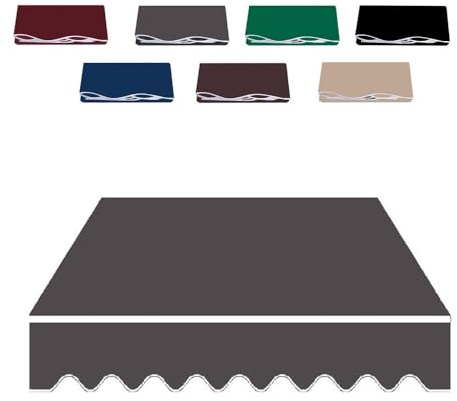 11,5x10 fot infällbart solskydd markisöverdrag ersättning uteplatsmarkis ersättning tyg utomhus solskydd kanvas, blå svart kaki (grå, 2,5x2 m/8x6,5 fot)(Grey,2.5x2m/8x6.5ft)