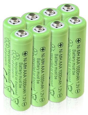 Batterie ricaricabili Ni-MH AAA 1.2V 1000mAh ad alta capacità, adatte a giocattoli piccoli/mouse wireless, scarica naturale ridotta e ricaricabili (8 confezionati)