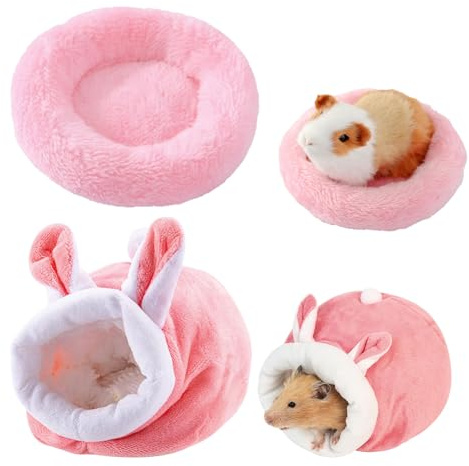 BSITSSS 2 PCS Rosa Cuccia per Criceto, Casetta per Criceti Addensato Tinta Unita, Cuccia per Piccoli Animali per Criceti, Caldo Casa Invernale per Piccoli Animali Domestic Per conigli nani/cincillà