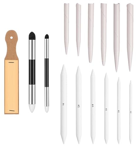 Qianyu 15 Stück Papierwischer Bleistife Papierwischer Set zum Zeichnen Doppelköpfe Papierwischers Bleistift Blending Stümpfe Radiergummi Stift Skizze Für Abwischen Korrigieren Kunst Künstler
